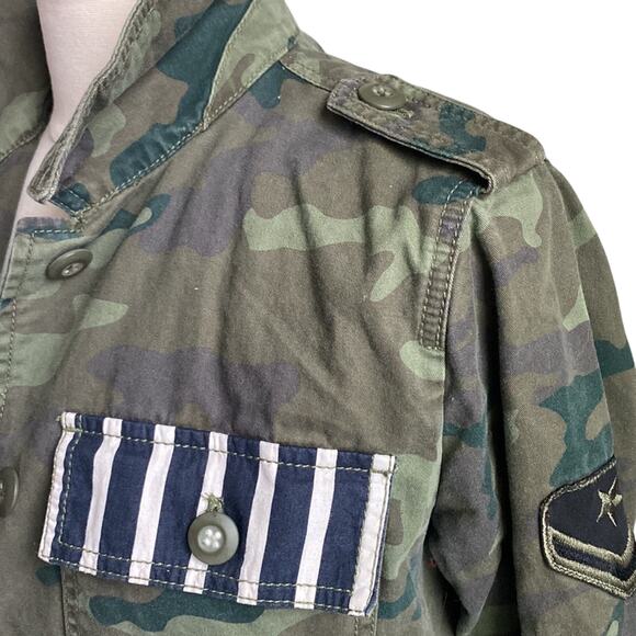 GAP Utility Jacket Womens Sz Small Green Camo Military Field Camouflage Stripes - Picture 4 of 9
